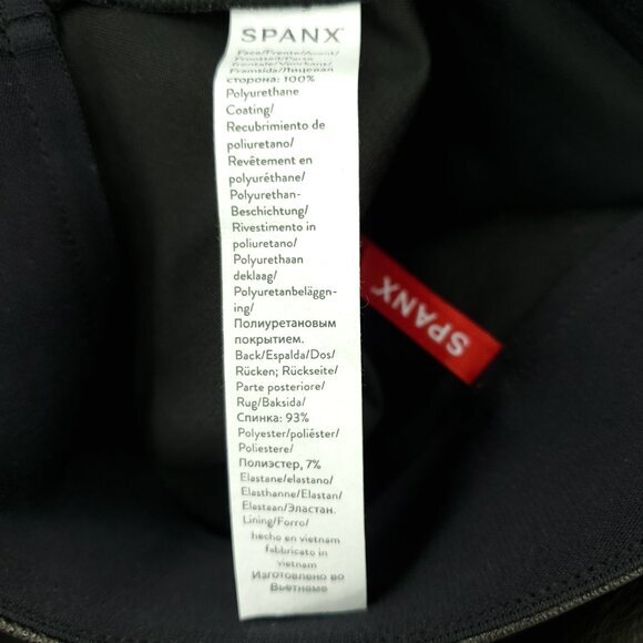 SPANX Leather Like Faux Leather Pull On Midi Skirt M Black #20321R - Picture 13 of 14